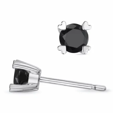 2 x 0,20 ct mustat timantti solitaire-nappikorvakorut 9 karaatin valkokultaa kanssa musta timantti