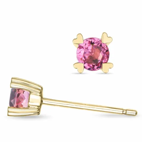 2 x 0,22 ct pinkki turmaliini solitaire-nappikorvakorut 9 karaatin kultaa kanssa turmaliini 