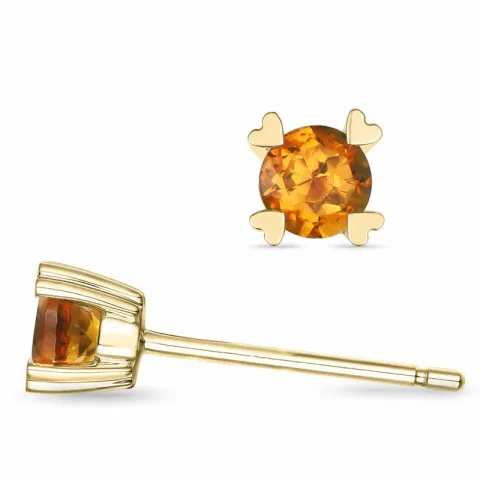 2 x 0,19 ct sitriini solitaire-nappikorvakorut 9 karaatin kultaa kanssa sitriini