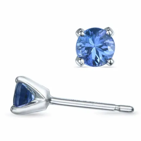 2 x 0,24 ct tansaniitti solitaire-nappikorvakorut 9 karaatin valkokultaa kanssa tansaniitti