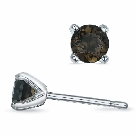 2 x 0,25 ct savunväristä kvartsi solitaire-nappikorvakorut 9 karaatin valkokultaa kanssa savunvärinen kvartsi