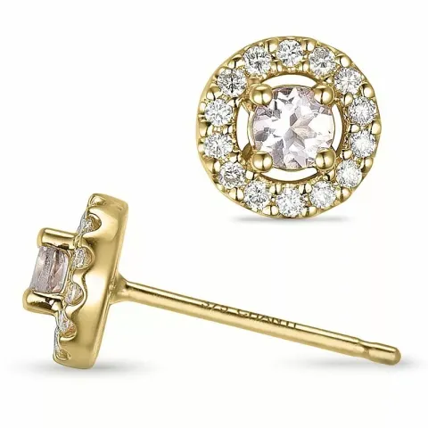 pyöreitä Morganite timanttikorvakorut 9 karaatin kultaa kanssa timantti ja Morganite