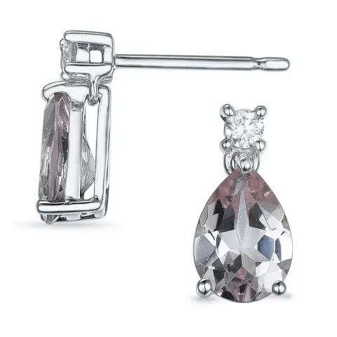 pisara Morganite briljanttikorvakorut 9 karaatin valkokultaa kanssa Morganite ja timantti