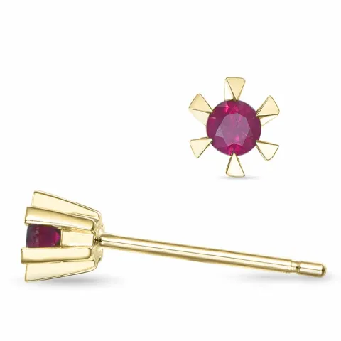 2 x 0,07 ct rubiini solitaire-nappikorvakorut 9 karaatin kultaa kanssa rubiini
