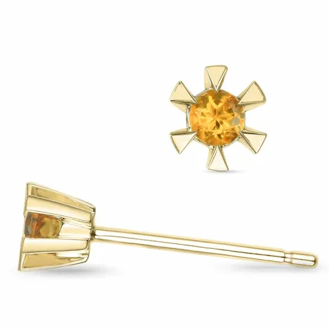 2 x 0,05 ct sitriini solitaire-nappikorvakorut 9 karaatin kultaa kanssa sitriini