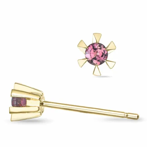 2 x 0,05 ct pinkki turmaliini solitaire-nappikorvakorut 9 karaatin kultaa kanssa turmaliini 