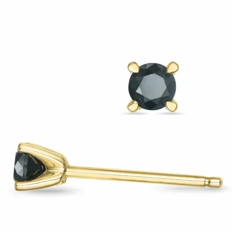 2 x 0,10 ct mustat timantti solitaire-nappikorvakorut 9 karaatin kultaa kanssa musta timantti