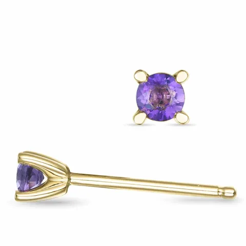 2 x 0,10 ct ametisti solitaire-nappikorvakorut 9 karaatin kultaa kanssa ametisti