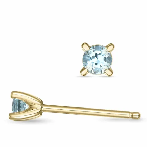 2 x 0,10 ct akvamariinia solitaire-nappikorvakorut 9 karaatin kultaa kanssa akvamariinia