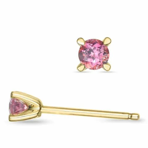 2 x 0,10 ct pinkki turmaliini solitaire-nappikorvakorut 9 karaatin kultaa kanssa turmaliini 