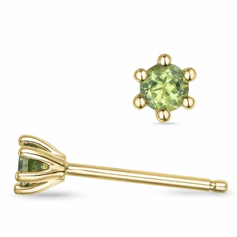 2 x 0,12 ct peridootti solitaire-nappikorvakorut 9 karaatin kultaa kanssa peridootti