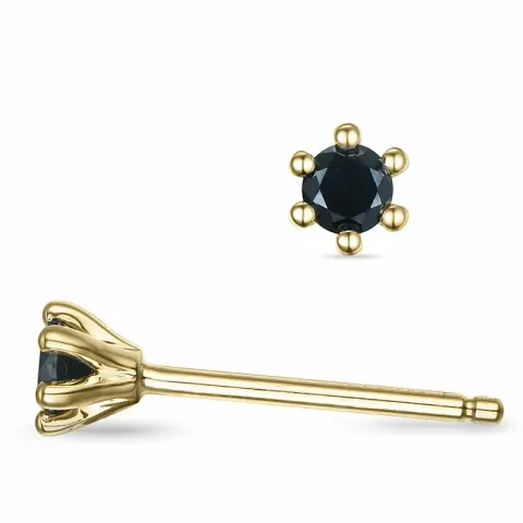 2 x 0,10 ct mustat timantti solitaire-nappikorvakorut 9 karaatin kultaa kanssa musta timantti 