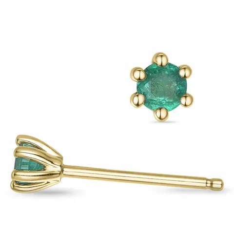 2 x 0,12 ct smaragdi solitaire-nappikorvakorut 9 karaatin kultaa kanssa smaragdi