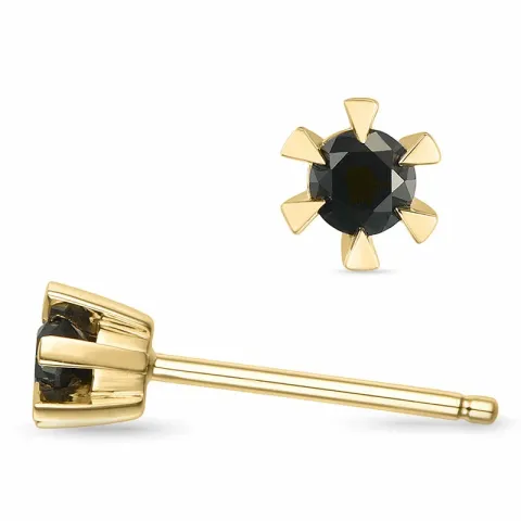 2 x 0,10 ct mustat timantti solitaire-nappikorvakorut 9 karaatin kultaa kanssa musta timantti