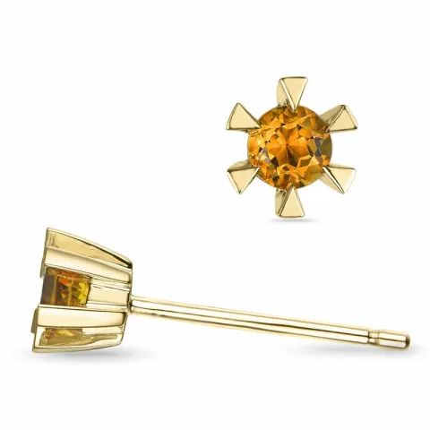 2 x 0,10 ct sitriini solitaire-nappikorvakorut 9 karaatin kultaa kanssa sitriini