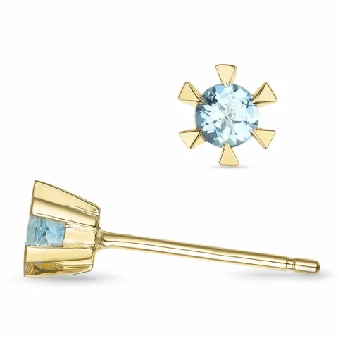 2 x 0,10 ct akvamariinia solitaire-nappikorvakorut 9 karaatin kultaa kanssa akvamariinia