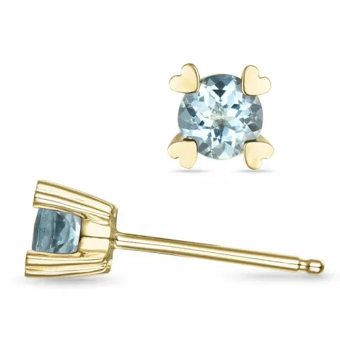 2 x 0,25 ct akvamariinia solitaire-nappikorvakorut 9 karaatin kultaa kanssa akvamariinia