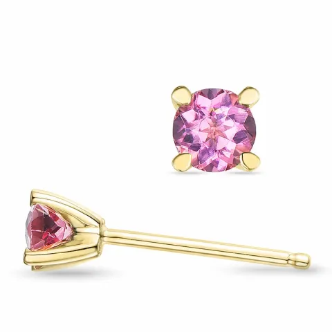 2 x 0,28 ct pinkki turmaliini solitaire-nappikorvakorut 9 karaatin kultaa kanssa turmaliini 