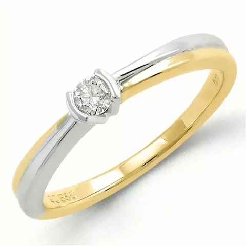 pyöreä timantti sormus 9 karaatin kulta ja valkokultaa 0,10 ct