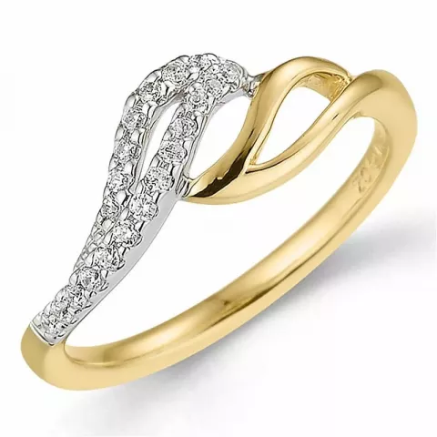 Elegantti timantti sormus 9 karaatin kulta ja valkokultaa 0,13 ct