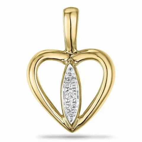 sydän timantti riipus 9 karaatti kulta ja valkokultaa 0,007 ct