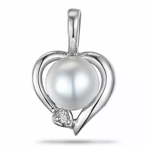 Sydän helmi timanttiriipus 9 karaatti valkokultaa 0,008 ct