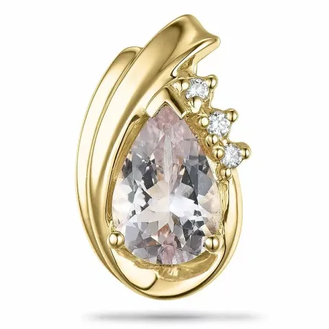 Morganite timanttiriipus 9 karaatti kultaa 0,03 ct 1,18 ct