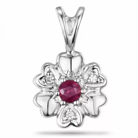 Kukka rubiini timanttiriipus 9 karaatti valkokultaa 0,01 ct 0,16 ct