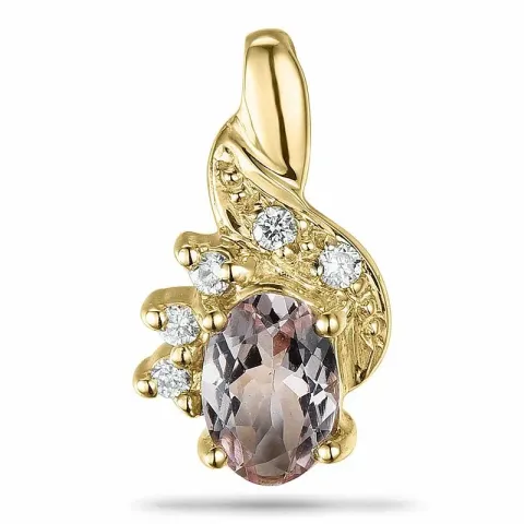 Morganite timanttiriipus 9 karaatti kultaa 0,04 ct 0,42 ct