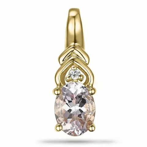 Ovaali morganite timanttiriipus 9 karaatti kultaa 0,01 ct 1,28 ct