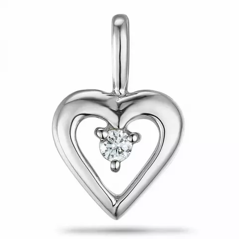 Sydän timantti riipus 9 karaatti valkokultaa 0,04 ct