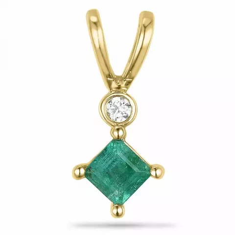 Neliskulmainen smaragdi timanttiriipus 9 karaatti kultaa 0,01 ct 0,26 ct