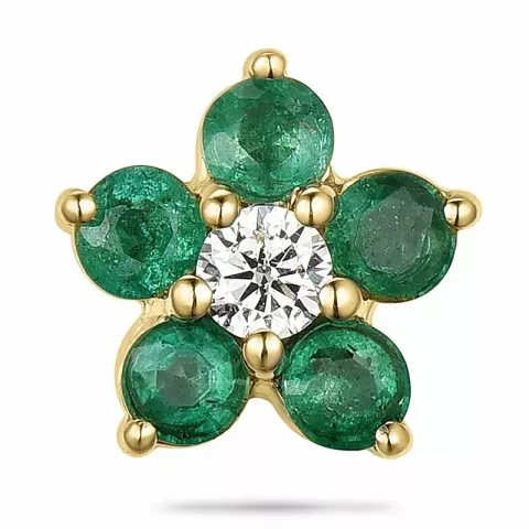 Kukka smaragdi timanttiriipus 9 karaatti kultaa 0,06 ct 0,40 ct