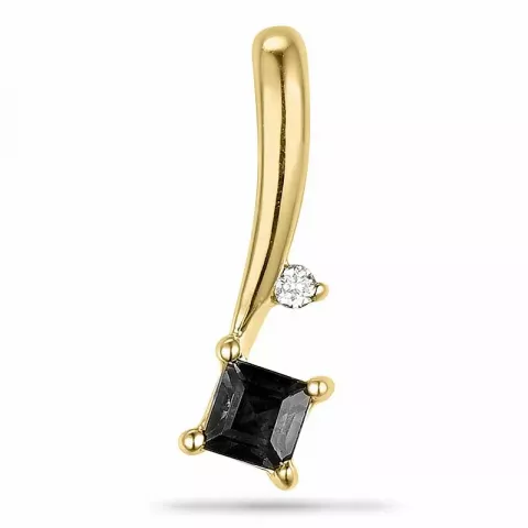 Neliskulmainen musta timantti timanttiriipus 9 karaatti kultaa 0,007 ct 0,19 ct