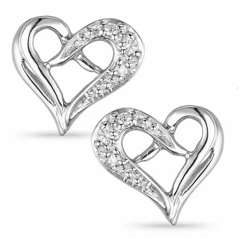 Sydän timanttikorvakorut 9 karaatin valkokultaa kanssa timanttia 