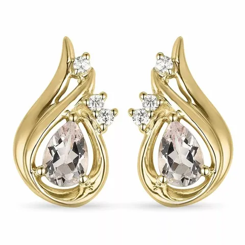 Morganite timanttikorvakorut 9 karaatin kultaa kanssa timanttia ja morganite