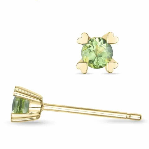 2 x 0,12 ct peridootti solitaire-nappikorvakorut 9 karaatin kultaa kanssa peridootti