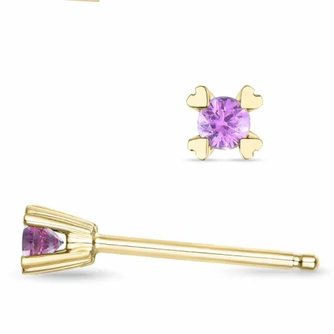 2 x 0,07 ct pinkki safiiri solitaire-nappikorvakorut 9 karaatin kultaa kanssa pinkki safiiri