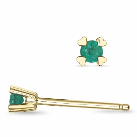 2 x 0,06 ct smaragdi solitaire-nappikorvakorut 9 karaatin kultaa kanssa smaragdi