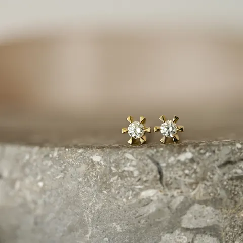 2 x 0,05 ct kampanja - timantti solitaire-nappikorvakorut 14 karaatin kultaa kanssa timantti 