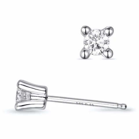 2 x 0,15 ct  kampanja - timantti solitaire-nappikorvakorut 14 karaatin valkokultaa kanssa timantti 