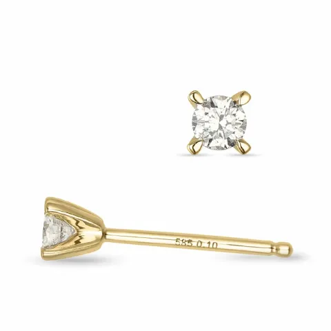 2 x 0,10 ct kampanja - timantti nappikorvakorut 14 karaatin kultaa kanssa timantti