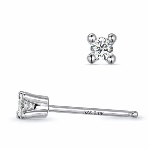 2 x 0,06 ct kampanja - briljantti solitaire-nappikorvakorut 14 karaatin valkokultaa kanssa timantti