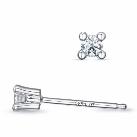 2 x 0,07 ct kampanja - timantti solitaire-nappikorvakorut 14 karaatin valkokultaa kanssa timantti