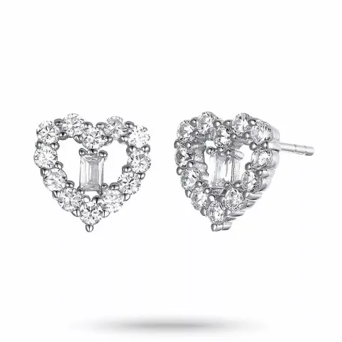 sydän zirkoni nappikorvakorut  hopea