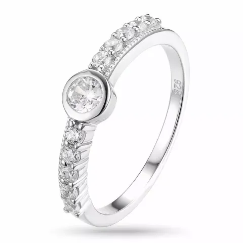 valkoinen zirkoni alianssisormus hopea