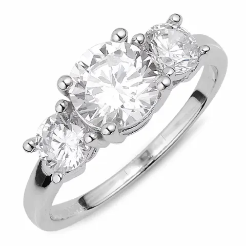 Suuri valkoinen zirkoni sormus hopeaa