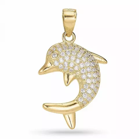 Näytepakkaukset delfiini zirkoni riipus  kullattua hopeaa