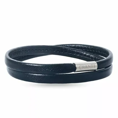 Litteä musta nahasta rannekoru teräs x 6 mm
