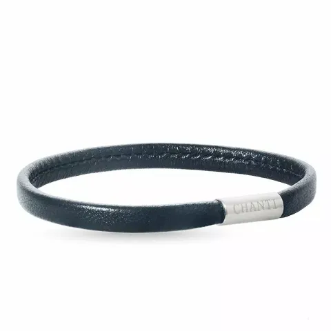 Litteä musta nahasta rannekoru teräs x 6 mm